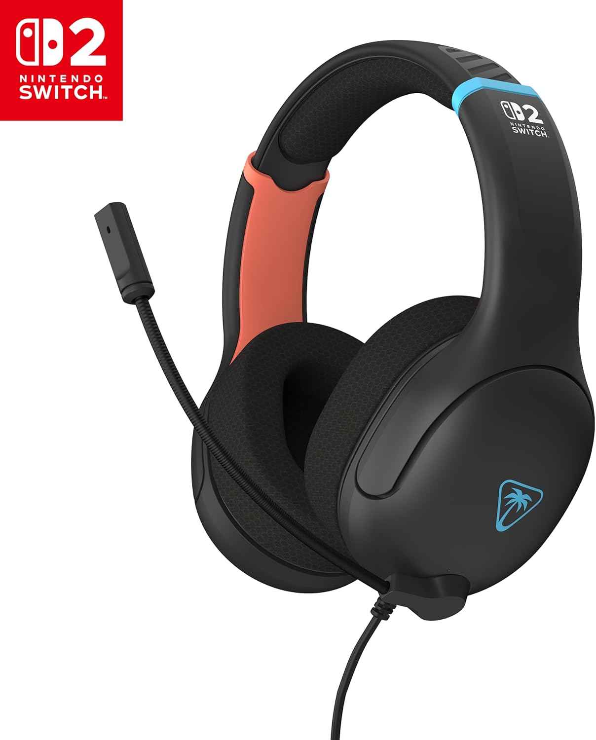 Turtle Beach Airlite Fit Wired Gaming Headset – Officially Licensed for Nintendo Switch 2, Nintendo Switch, Durable, Lightweight, Charcoal Blue/Red
