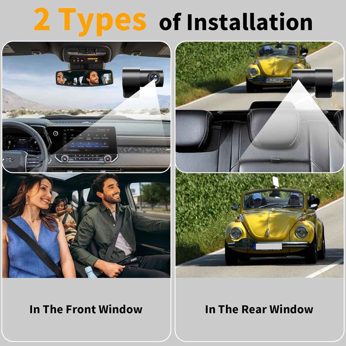 Dash Cam Front and Rear: 4K Dual Channel Dash Cam - 5GHz WiFi, Dash Camera for Cars with 64GB Card, 2" IPS, App Control, G-Sensor, Loop Recording, 170Β° Wide Angle, Night Vision, 24H Parking Mode