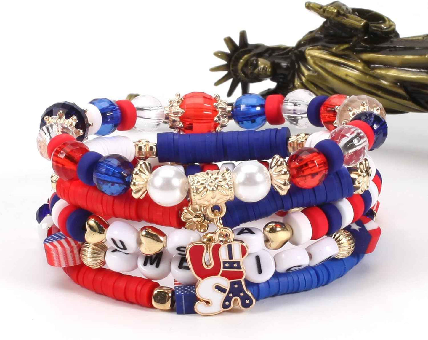 Twinfree Bohemian Bracelets for Women Stretch Multilayer Colorful Beads Bracelet with Charm Jewelry