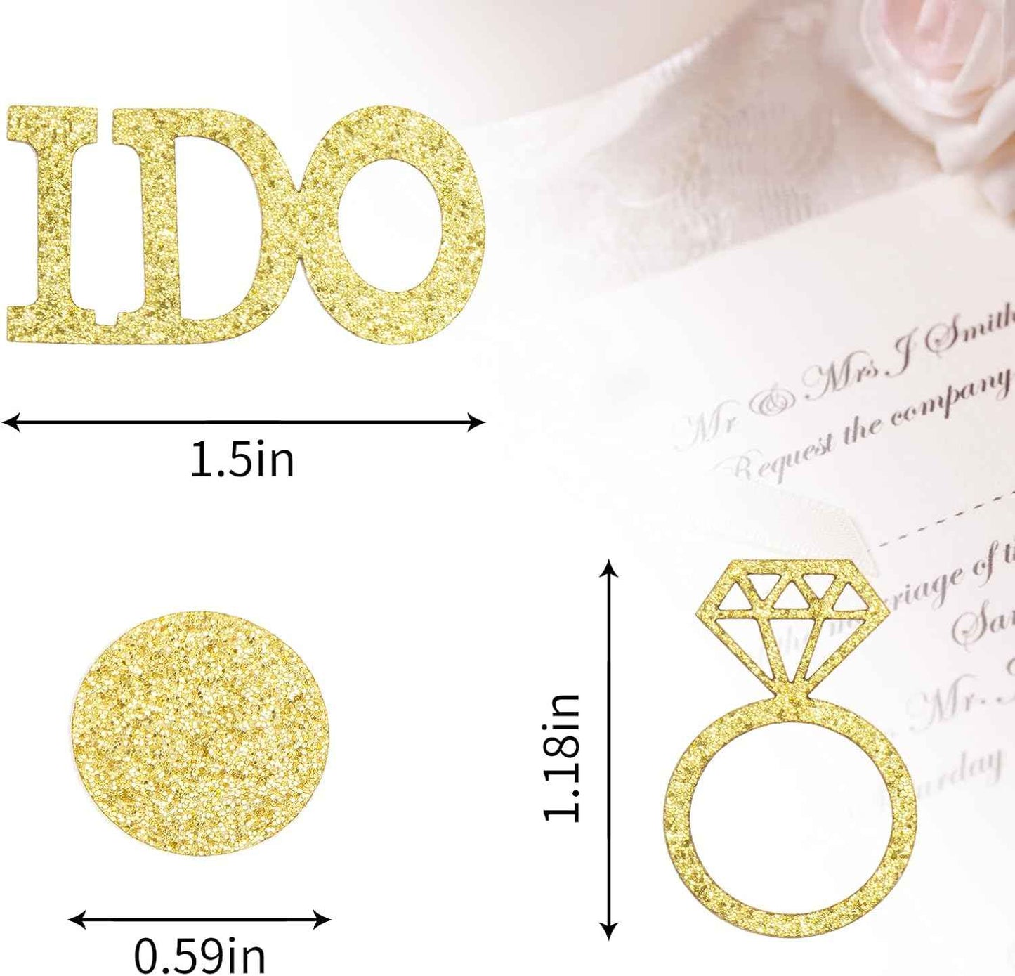 Gold Wedding Table Confetti,Glitter Paper Diamond Ring Confetti, I Do Engagement Party Table Scatter,Bachelorette Bridal Shower Party Decorations