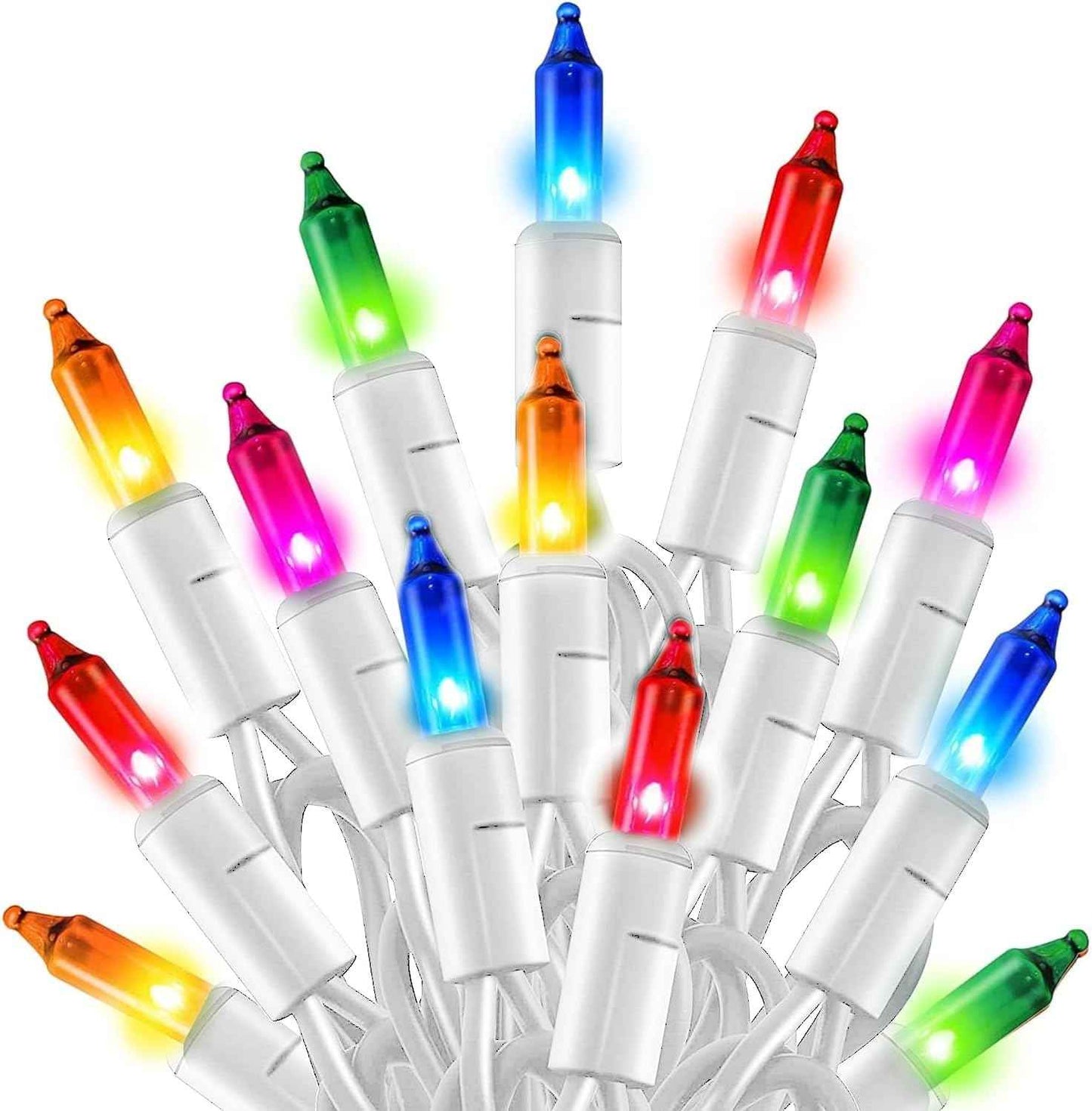 TW SHINE Warm White Christmas Lights, 20FT 100 Count Incandescent White Wire Christmas Tree Lights, Waterproof Xmas String Lights for Outdoor Indoor Home Party Decorations