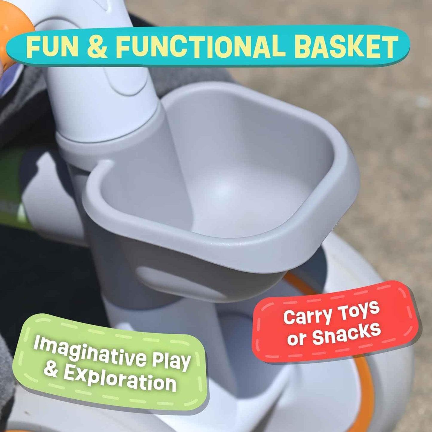 Baby Balance Bike for 1 Year Old Boys Girls 12-24 Month Toddler Balance Bike, Storage Basket, 4 Wheels and Adjustable Seat, Toddler First Bike, First Birthday Gifts