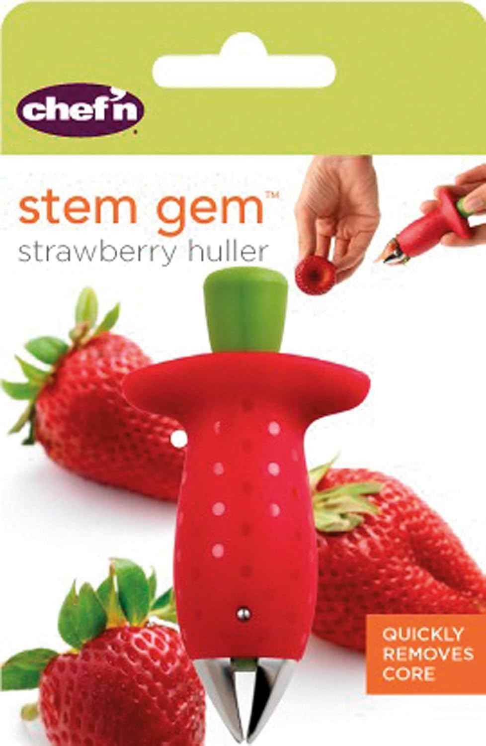 Chef'n Original Stem Gem Strawberry Huller, Red/Green - 102-138-005