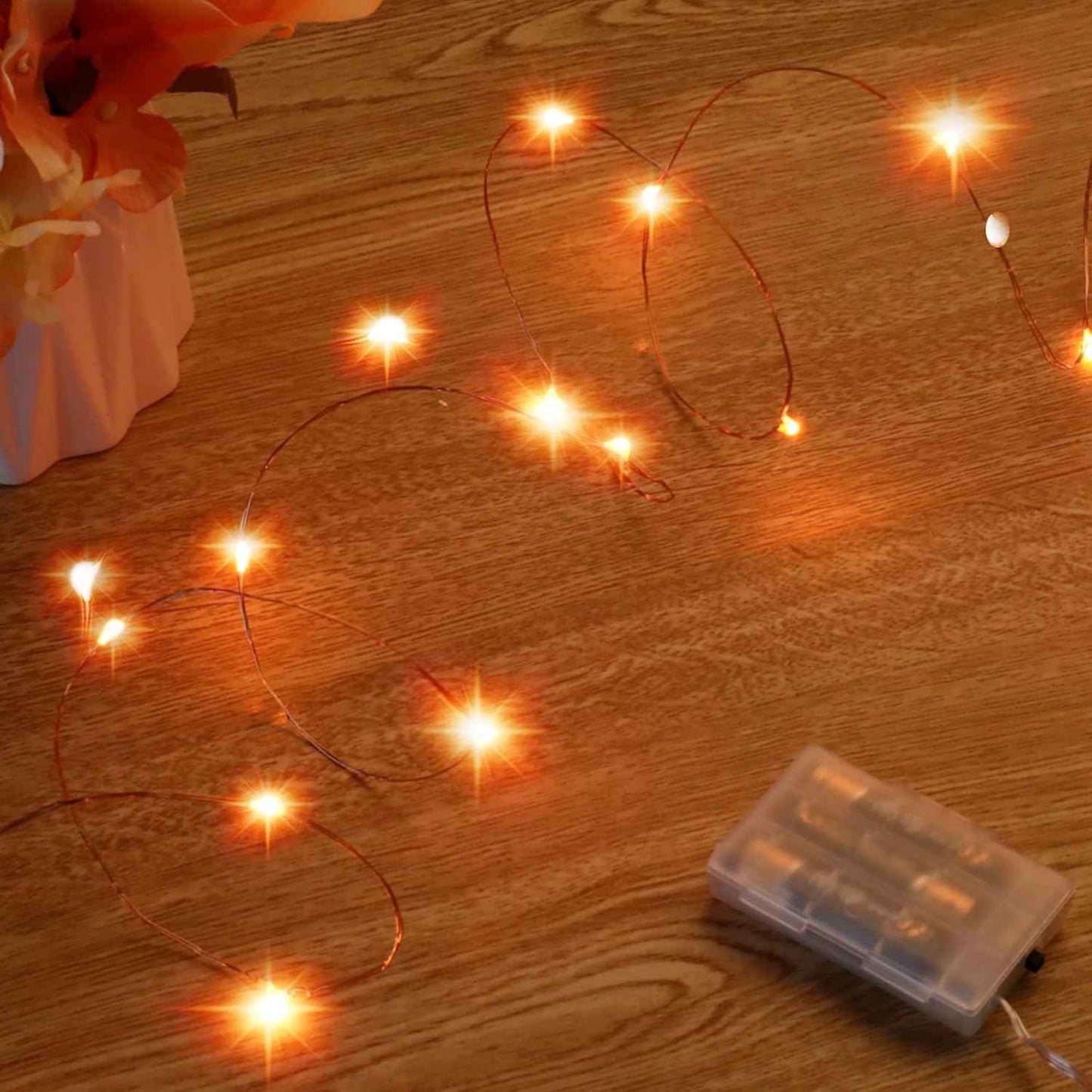 Led Fairy Lights Battery Operated, 1 Pack Mini Battery Powered Copper Wire Starry Fairy Lights for Bedroom, Christmas, Parties, Wedding, Centerpiece, Decoration (5m/16ft Warm White)