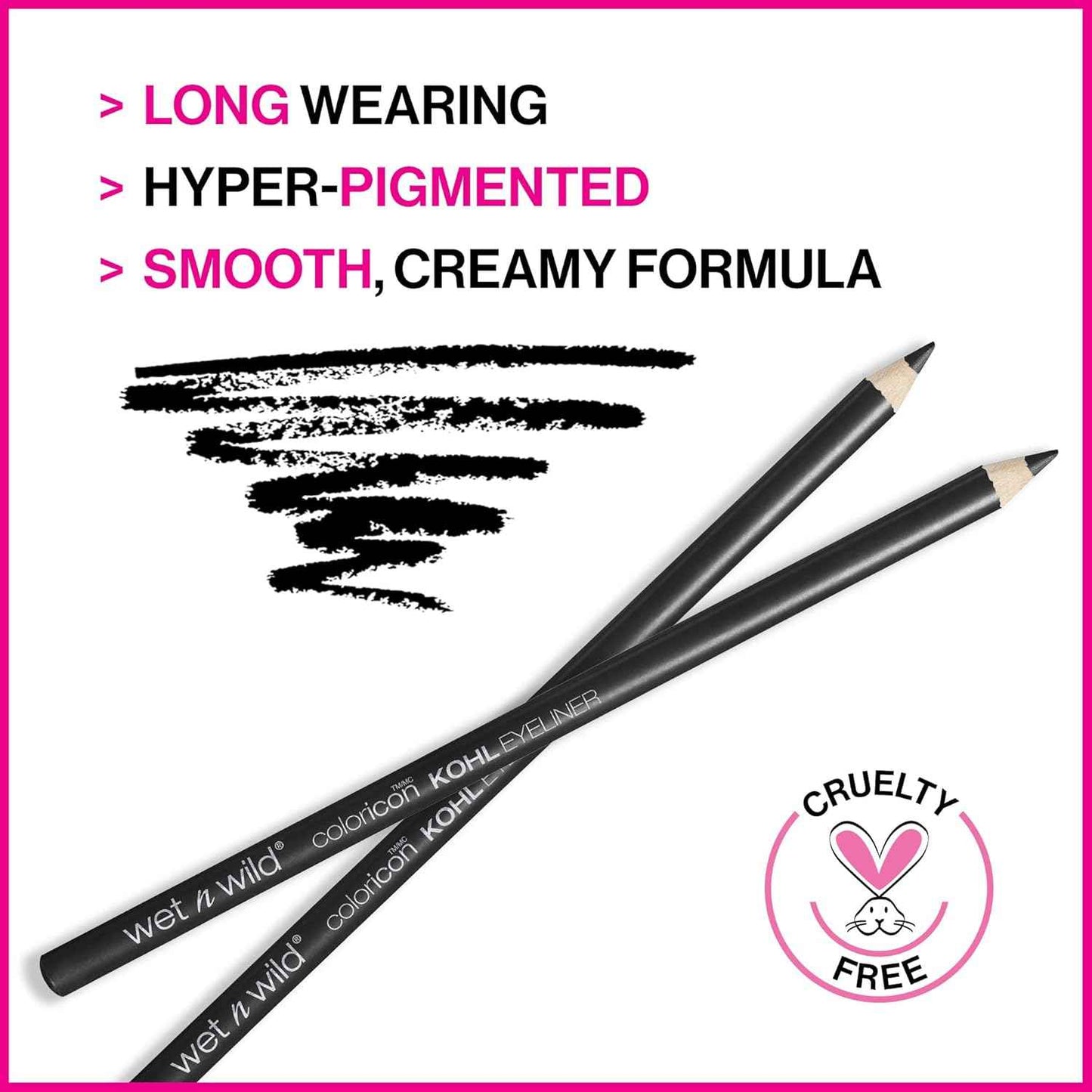 wet n wild Color Icon Kohl Eyeliner Pencil - Rich Hyper-Pigmented Color, Smooth Creamy Application, Long-Wearing Matte Finish Versatility, Cruelty-Free - Baby's Got Black