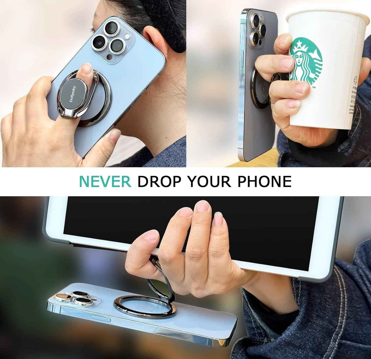 Magnetic Phone Ring Holder with Magsafe, Double Adjustable Gym Finger Ring Grip, Removable Phone Grip, for iPhone, iPad and Smartphones, Compatible with Magnetic Car Mount (Colorful)