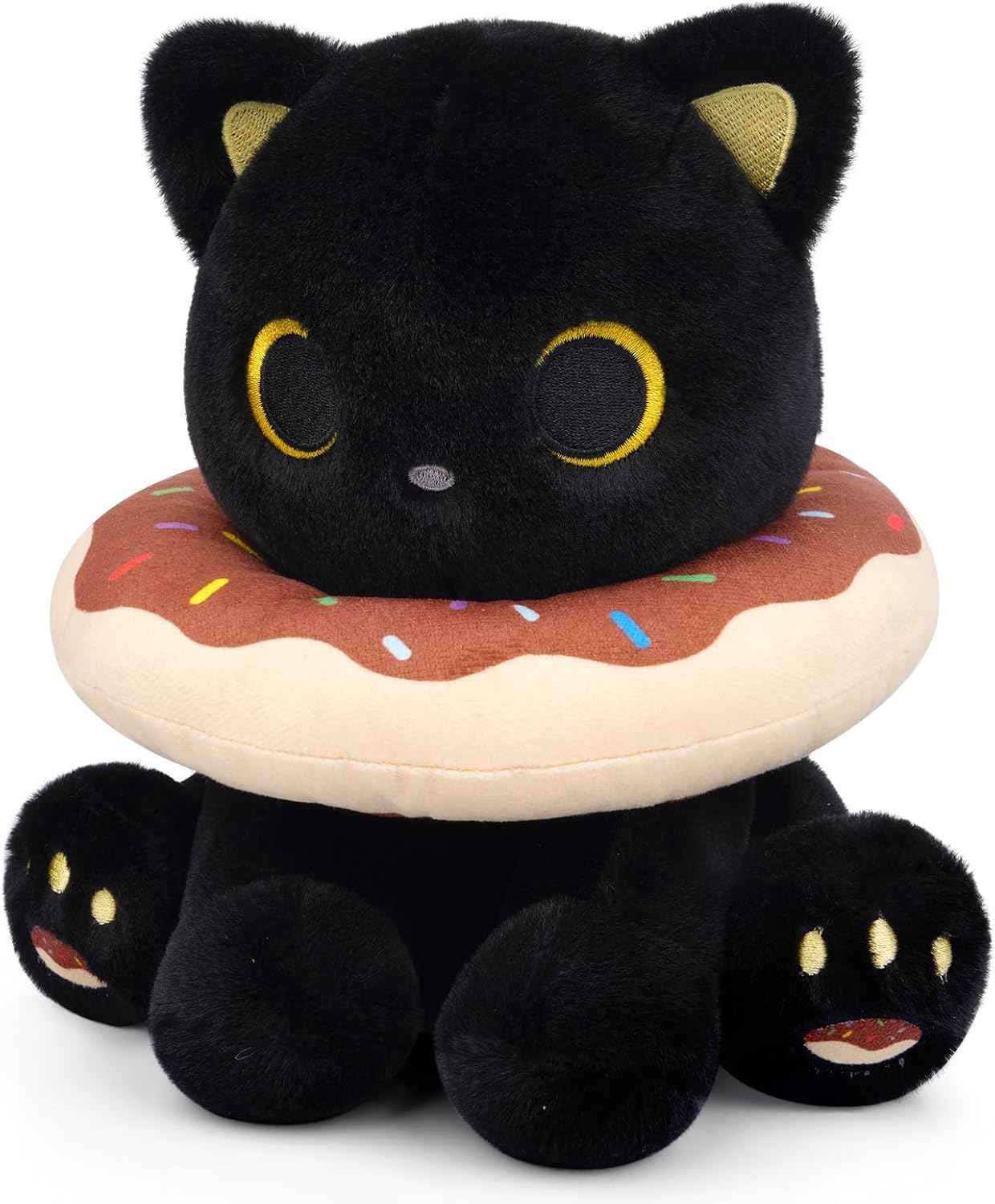 Black Cat Plush Holding Rose, 8 Inch Kawaii Valentines Plushies with Bow & Heart, Cute Plush Toy Soft Valentine's Day Gift for Her, Girlfriend, Wife, Kids