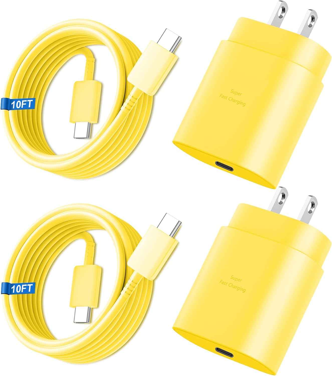 Super Fast Charger Type C, 25W USB C Wall Charger Fast Charging for Samsung Galaxy S25 Ultra/S25/S25+/S24+/S24 Ultra/S24/S24+/S23 Ultra/S22 Ultra/S21 with 10FT Long Android Type C Charger Cable 2Pack