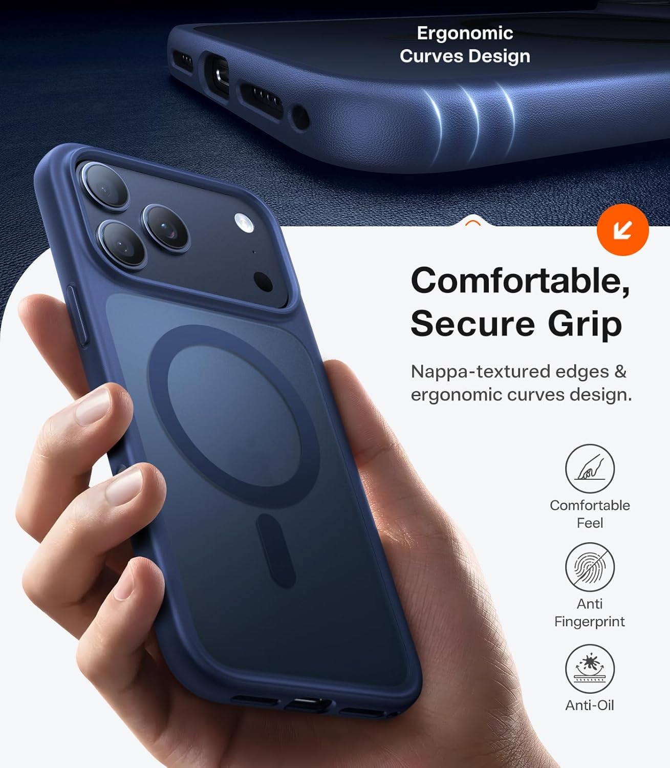 TORRAS Stronger Magnetic & Shockproof for iPhone 17 Pro Max Case, Fit for MagSafe, Military Grade Drop Protection, Camera Control, DIY Button, Slim for iPhone 17 Pro Max Case Translucent Deep Blue - Rayz Mart