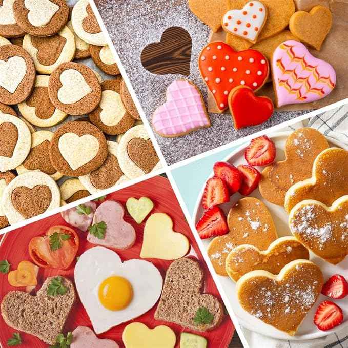 Heart Cookie Cutter Set - 7 Pieces Heart Cookie Cutter for Valentine's Day - Stainless Steel Small Heart Shaped Cookie Cutter for Sandwiches, Cookie, Biscuit