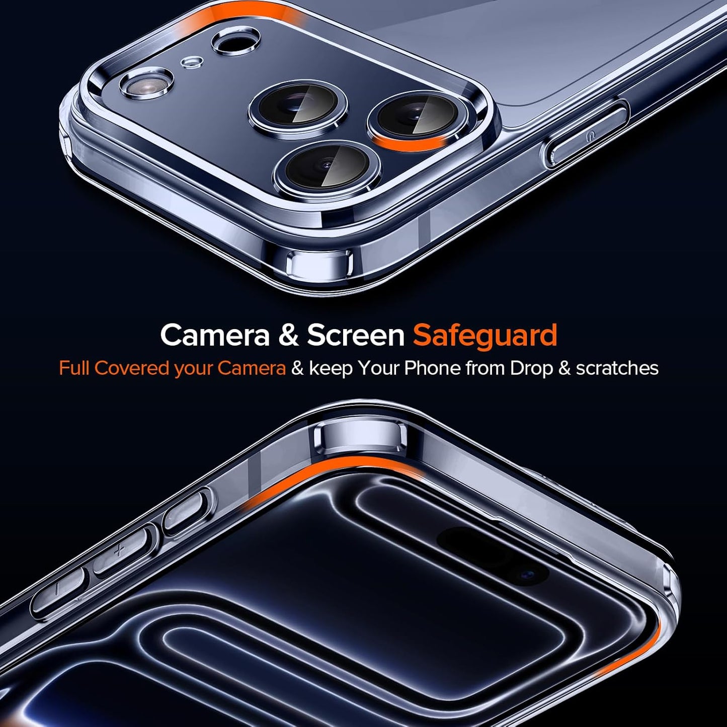 ivoler 3-in-1 Clear Case Designed for iPhone 17 Pro Max 6.9'' 2025 with 2 Pack Tempered Glass Screen Protector Full Camera Protection, Military Shockproof Hard Back Slim for 17 Pro Max Cover - Clear - Rayz Mart