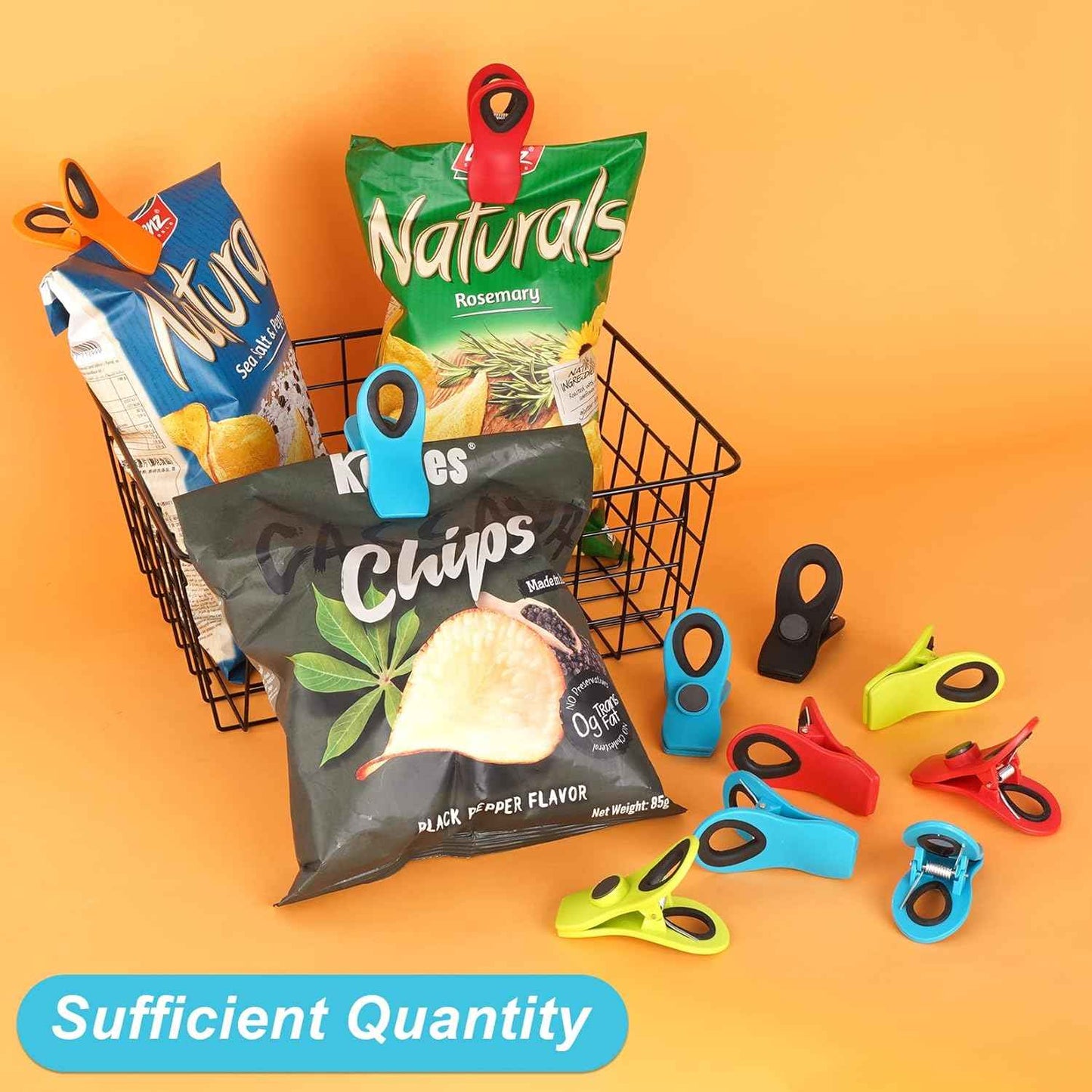 12 Pack Heavy Duty Magnetic Bag Clips for Food Storage, Kitchen, Refrigerator, Garden, Sewing, and Fabric