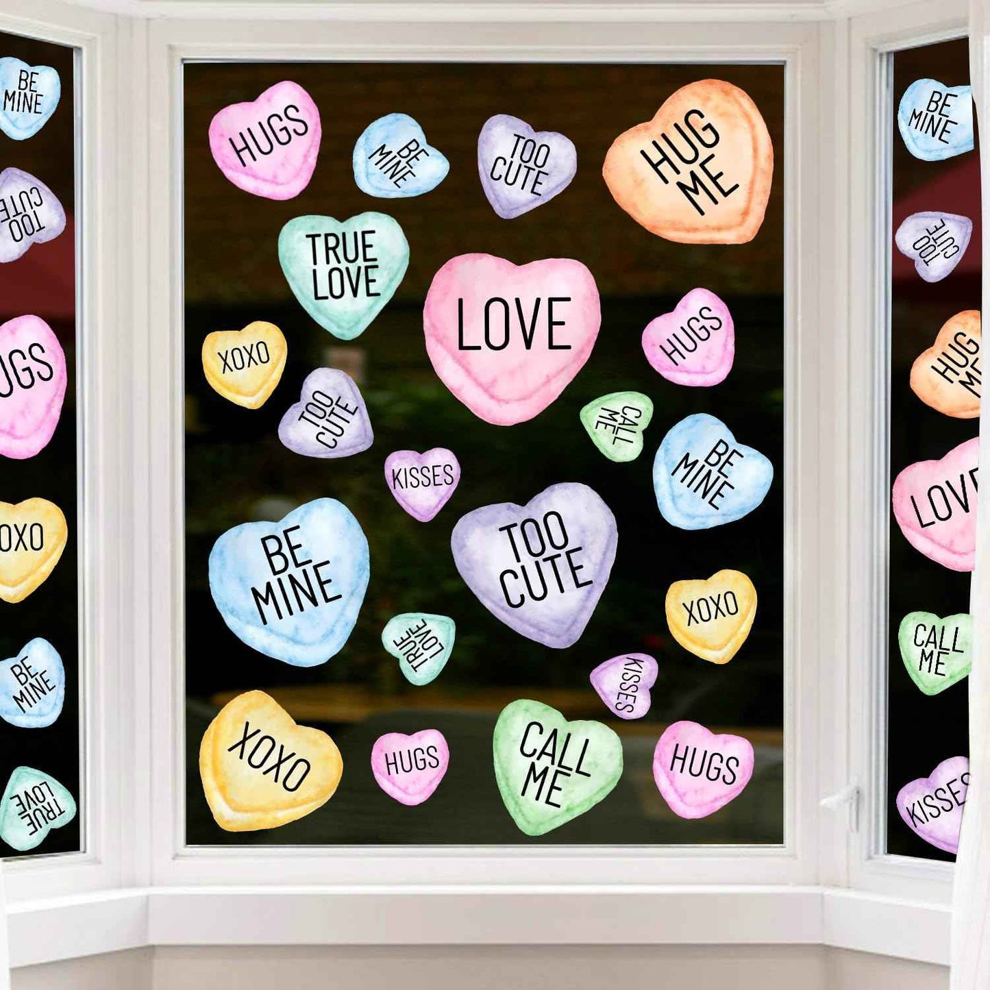 DIYDEC 6 Sheets Valentines Window Cling Double-Sided Pink Red Love Heart Window Stickers Happy Valentines Window Decals for Home Wedding Anniversary Party Store Glass Holiday Decoration