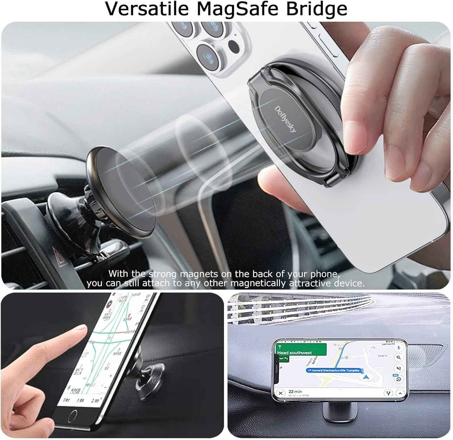 Magnetic Phone Ring Holder with Magsafe, Double Adjustable Gym Finger Ring Grip, Removable Phone Grip, for iPhone, iPad and Smartphones, Compatible with Magnetic Car Mount (Colorful)