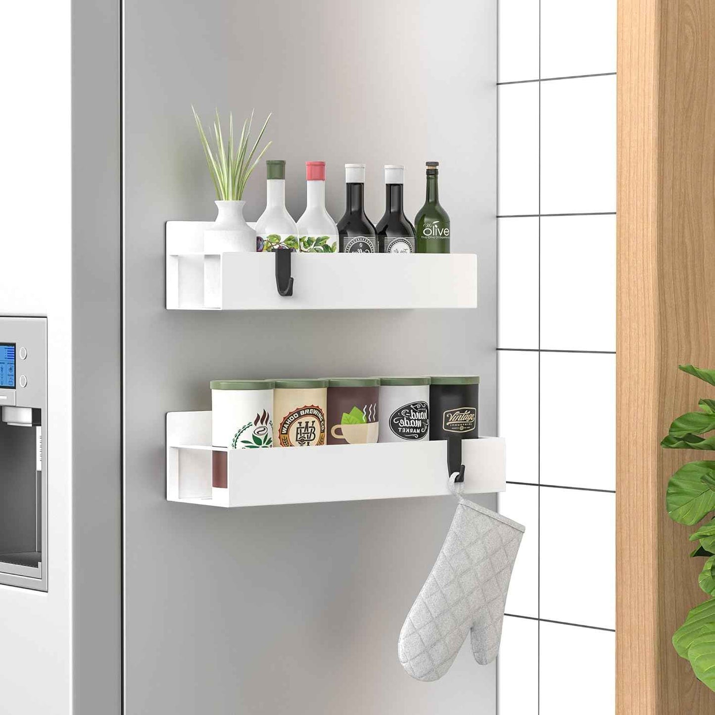 Metal 4 Pack Magnetic Spice Storage Rack Organizer for Refrigerator and Oven, Black Fridge Organizers and Storage