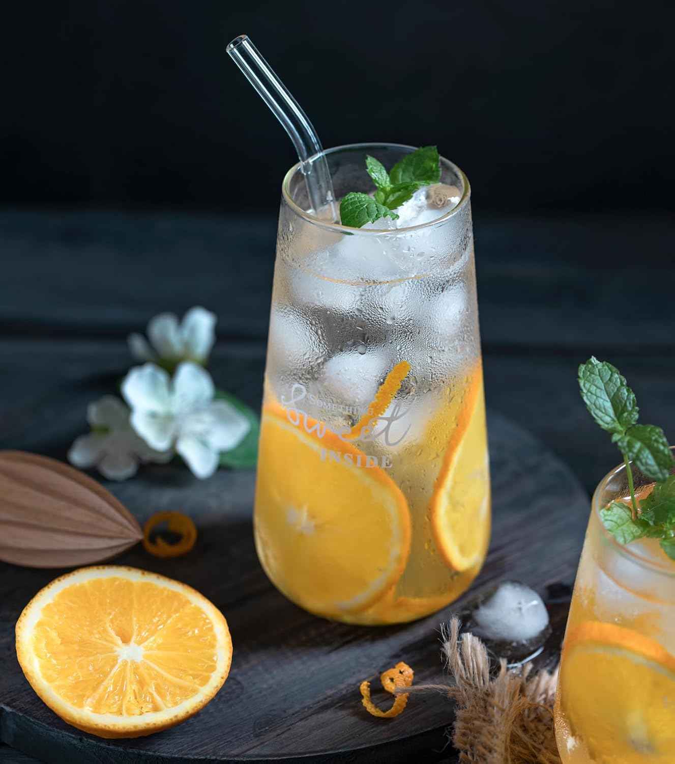 Piteno® 16-Pack Reusable Glass Straws Set, Clear Glass Drinking Straws, 8.5''x10MM, Set of 6 Straight and 6 Bent with 4 Cleaning Brushes, Perfect for Smoothies, Milkshakes, Juice, Tea