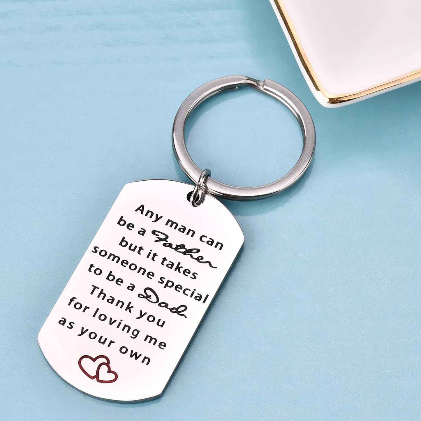 Keychain Christmas Gifts for dad: Personalized Gift Idea for stepfather from Daughter Son on Birthday Fathers Day - Stainless Steel Outdoor men's Lightweight car house key organizer