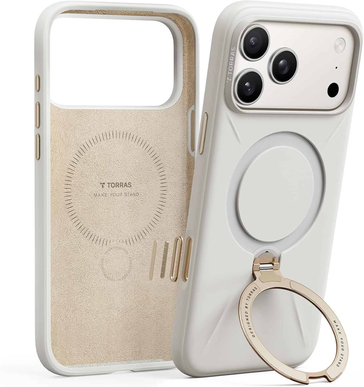 TORRAS Ostand Q3 Silicone for iPhone 17 Pro Max Case, Fit for MagSafe, 360 Spin Ring Holder Stand, Soft Liquid Silicone Cozy Grip, Camera Control, Protective Case for iPhone 17 Pro Max, Deep Blue - Rayz Mart