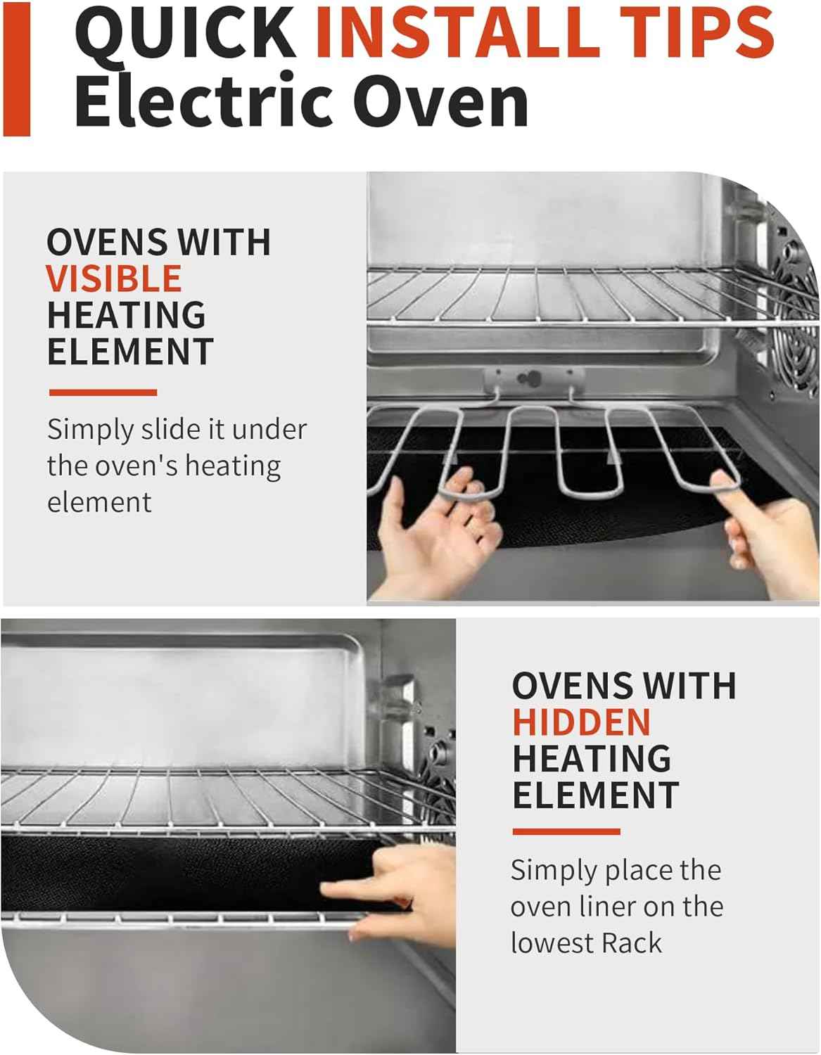 3 Pack Oven Liners for Bottom of Oven, 17x25" Large Heavy Duty Non-Stick Reusable Oven Mat for Electric, Gas, Toaster & Convection Ovens - BPA & PFOA Free, Dishwasher Safe, Kitchen Essentials, Black