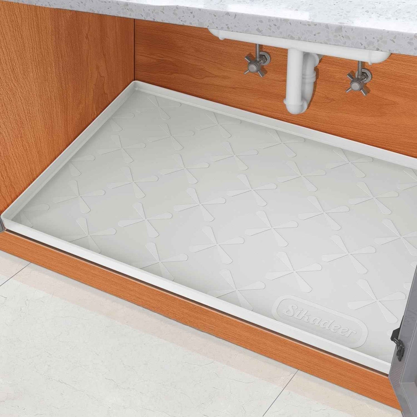 SIKADEER 34" x 22" Under Sink Mat Waterproof, Silicone Mat Kitchen Drawer Shelf and Cabinet Liner, Sink Protector for Kitchen Organizers and Storage, Boot Tray Pet Food Mats