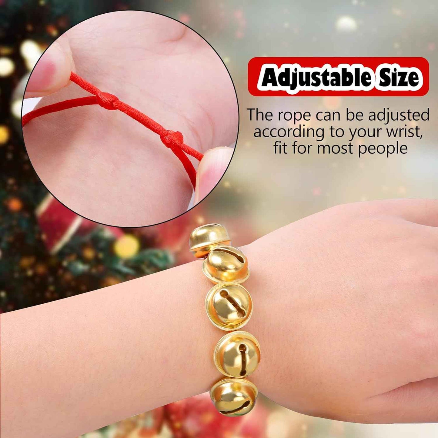 Cooraby 24 Pack Christmas Jingle Bell Bracelets Adjustable Christmas Gift Bracelets with Metal Jingles for Holiday Party Favors