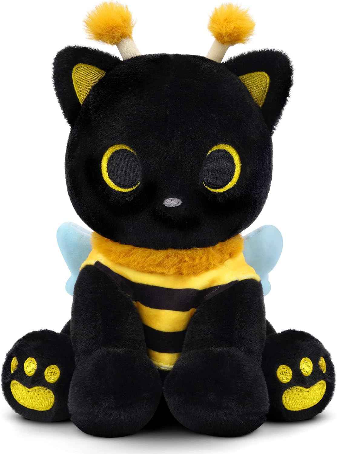 Black Cat Plush Holding Rose, 8 Inch Kawaii Valentines Plushies with Bow & Heart, Cute Plush Toy Soft Valentine's Day Gift for Her, Girlfriend, Wife, Kids
