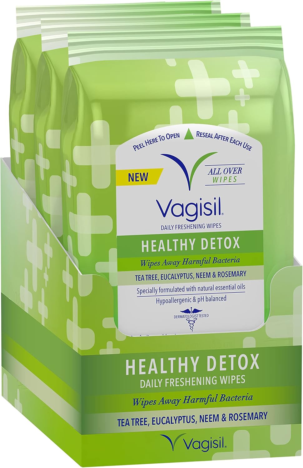 Vagisil Odor Block Daily Freshening Wipes for Feminine Hygiene in Resealable Pouch, Gynecologist Tested & Hypoallergenic, 20 Wipes (Pack of 3)