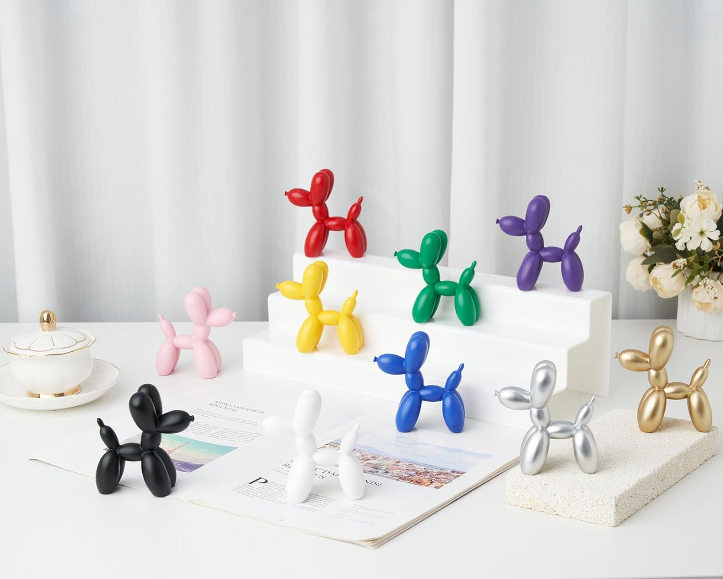 Red Balloon Dog Statue Decor, 4 inch Small Knick Knacks Balloon Dog Animal for Desk Shelf Décor