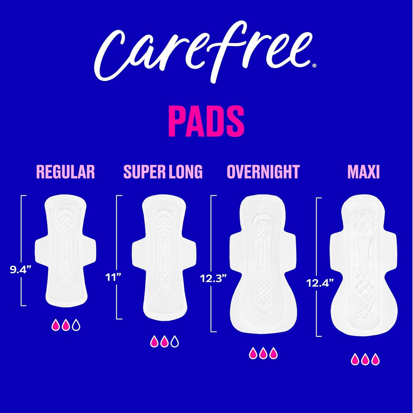 Carefree Maxi Pads for Women, Overnight Pads with Wings, 28ct | Carefree Pads, Feminine Care, Period Pads & Postpartum Pads | 28ct (Pack of 1)
