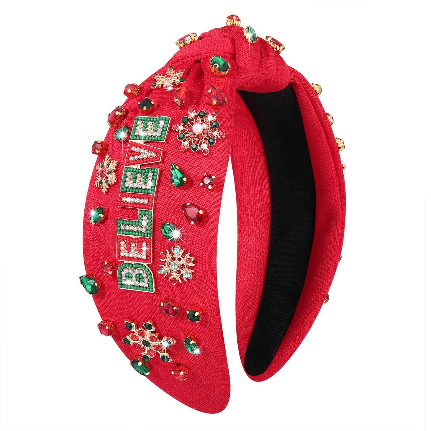 MOLOCH Christmas Headband for Women Christmas Tree Bow Snowflake Knotted Headband Jeweled Crystal Xmas Head Band Xmas Decorations Gifts