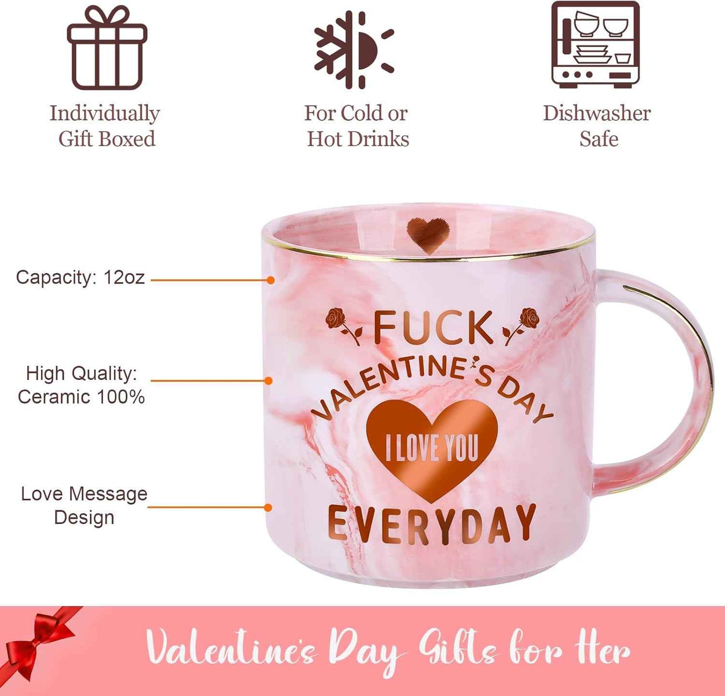 Valentines Day Gifts for Her,12 OZ Funny Coffee Mug, Cute Gifts for Women Girlfriend Wife from Him Husband Boyfriend, Valentines Anniversary Birthday Novelty Presents for Women