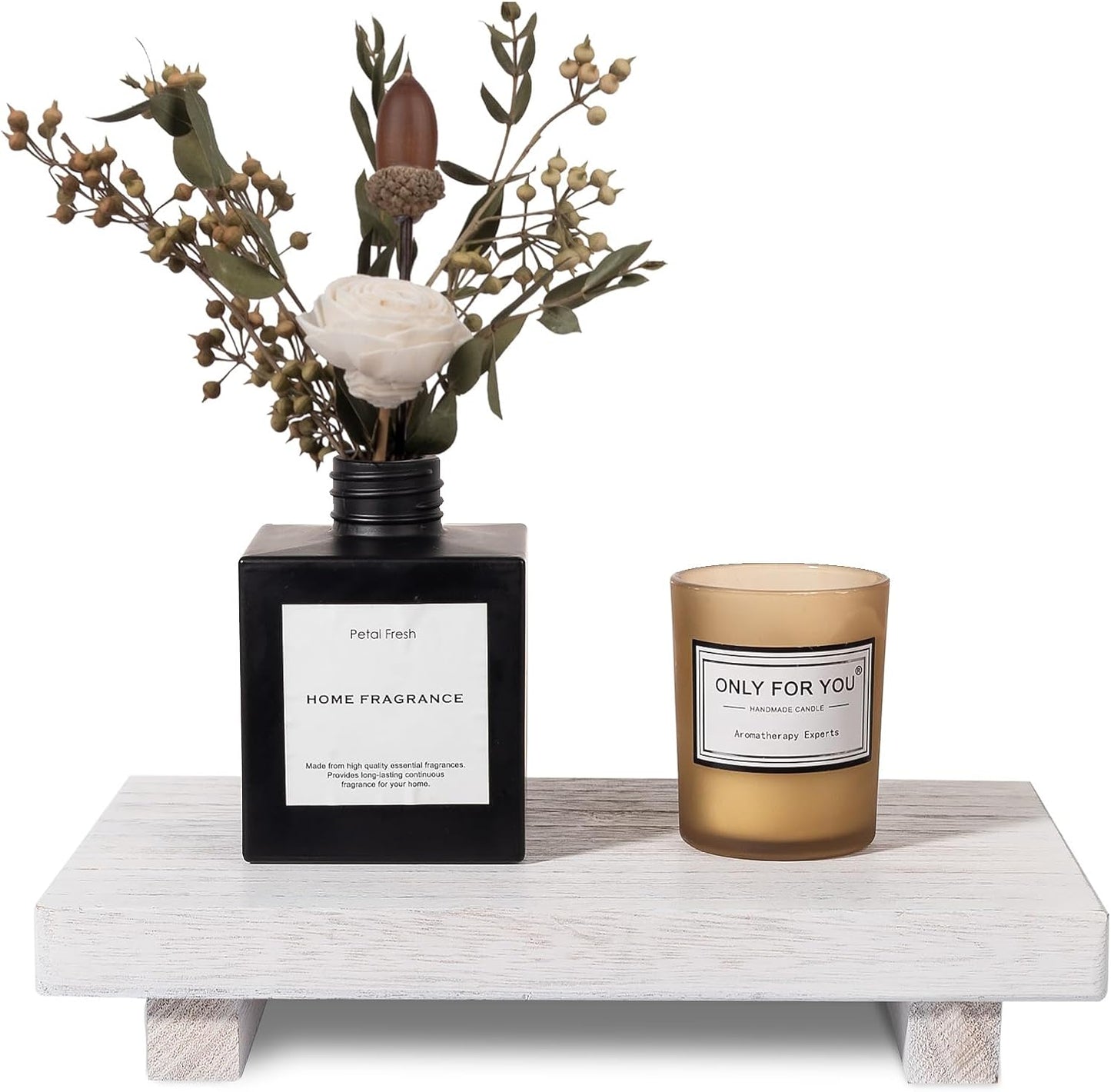 Small Wood Tray Pedestal Stand Farmhouse Bathroom Decor Decorative Wooden Riser Kitchen Soap Dish Holder for Vanity, Counter, Sink, Brown - Rayz Mart