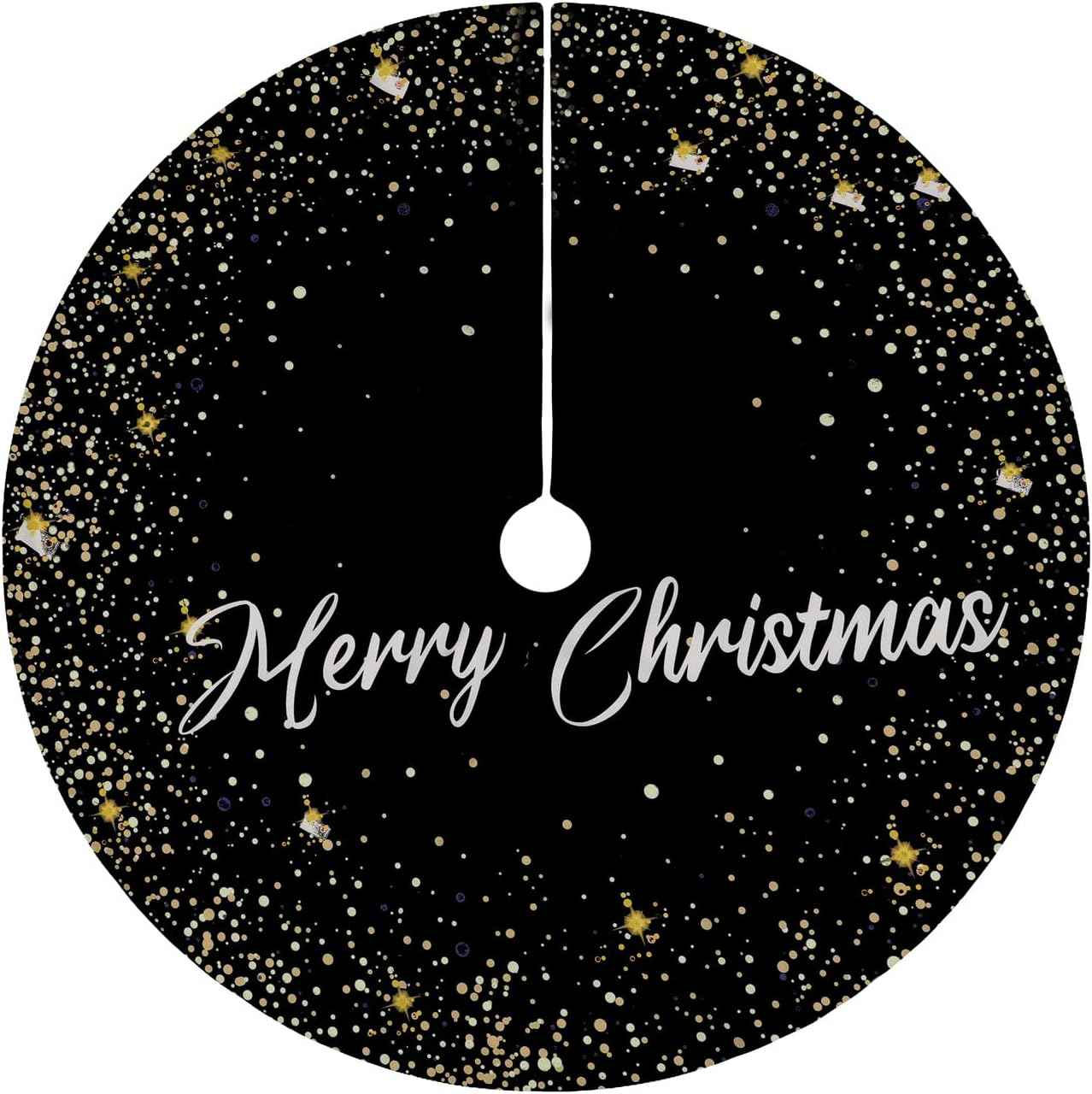 Flash World 48 Inch Large Christmas Tree Skirt Xmas Soft Cover Mat Decor Snowflake Collar Farmhouse Tree Skirt for Holiday Ornaments Party Home Indoor Decorations (Red, 48INCH)