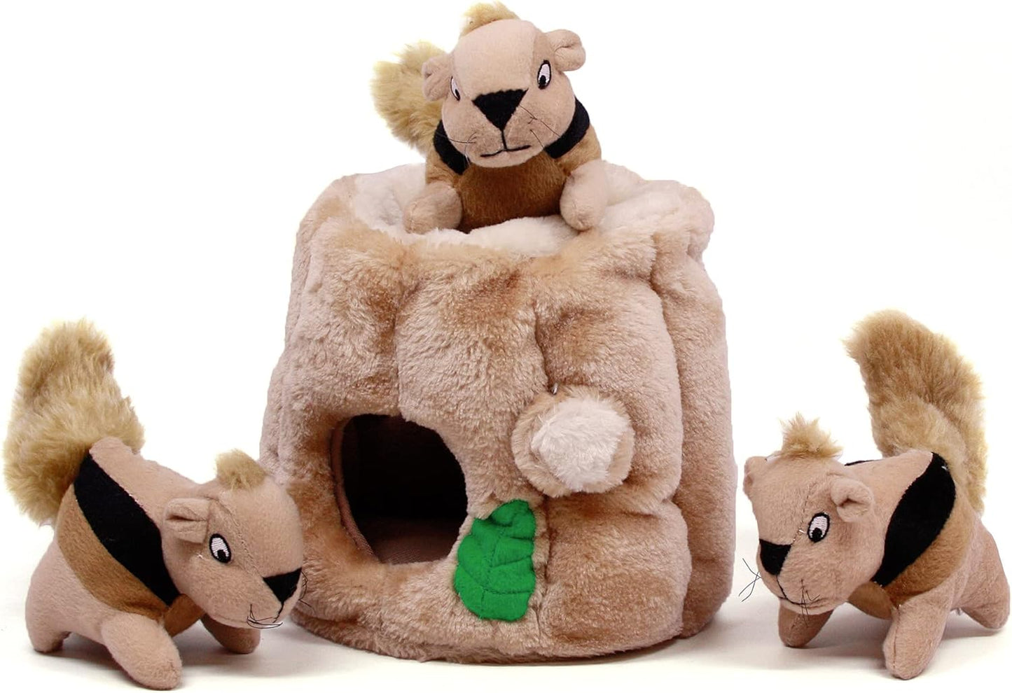 Outward Hound Hide-A-Squirrel Dog Toy – Interactive 2‑in‑1 Plush Puzzle with 3 Squeaky Removable Squirrels, Small