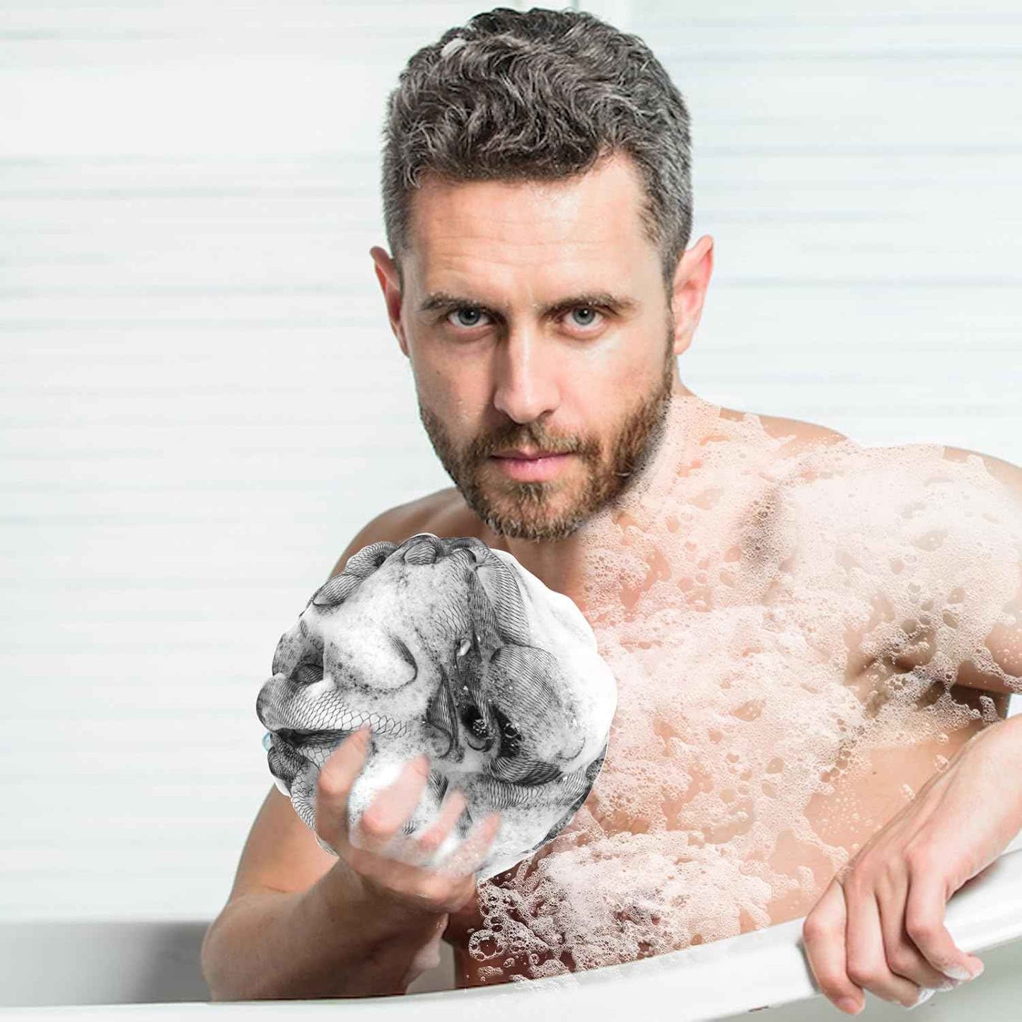 Bath Loofah Shower Sponge Body Back Scrubber Soft Mesh Shower Puffs Exfoliating Loofa for Women & Men Bath Accessories Cleaning Tool (Pack of 4 60G Loofah, Dark Elf)