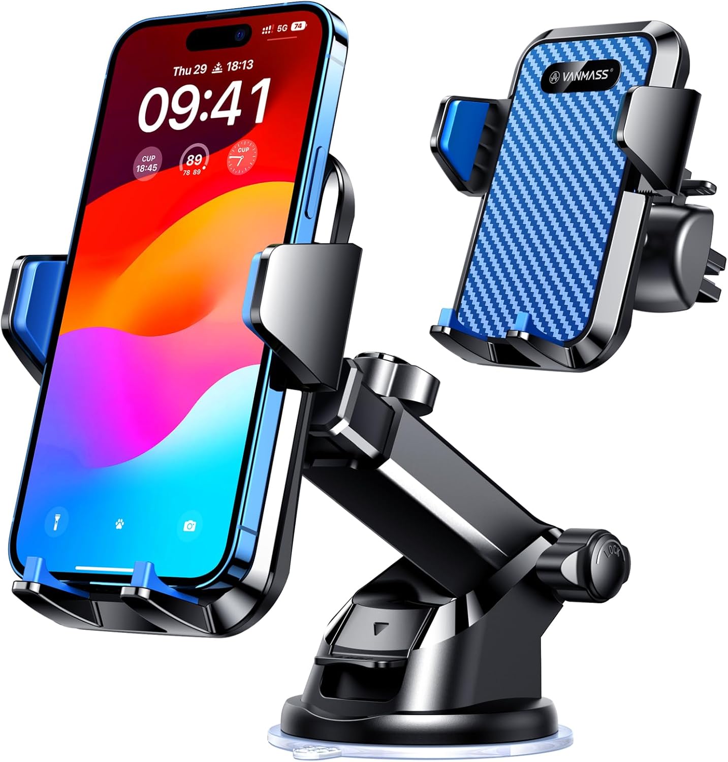 VANMASS 【85+LBS Strongest Suction & Military-Grade 2025 Ultimate Car Phone Mount【Patent & Safety Certs】 Cell Phone Holder Truck Stand for Dashboard Windshield Vent for iPhone 16 15 Pro Max 14 Samsung