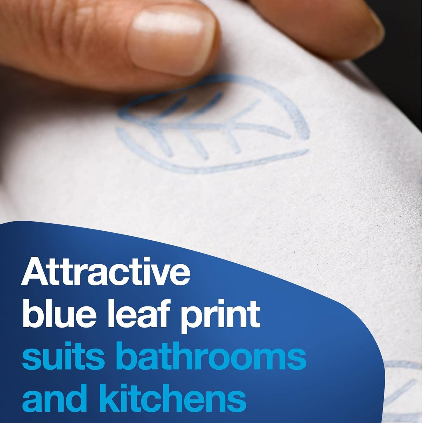 Tork Extra Soft Multifold Hand Towels White with Blue Leaf Print, H2 Dispenser Compatible 16 Packs x 94 Towels (101298) - Rayz Mart