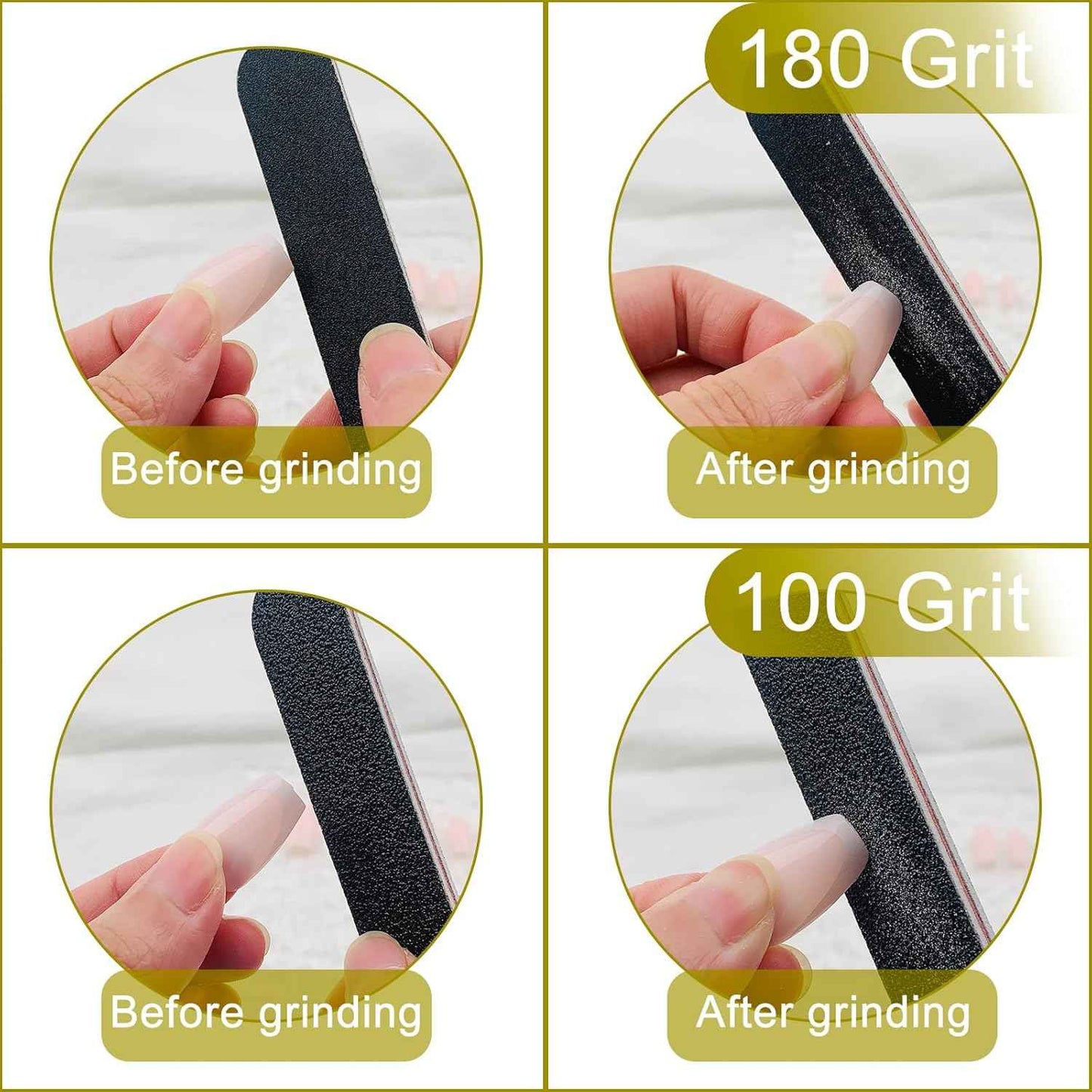 Nail File 10 PCS Professional Double Sided 100/180 Grit Nail Files Emery Board Black Manicure Pedicure Tool and Nail Buffering Files