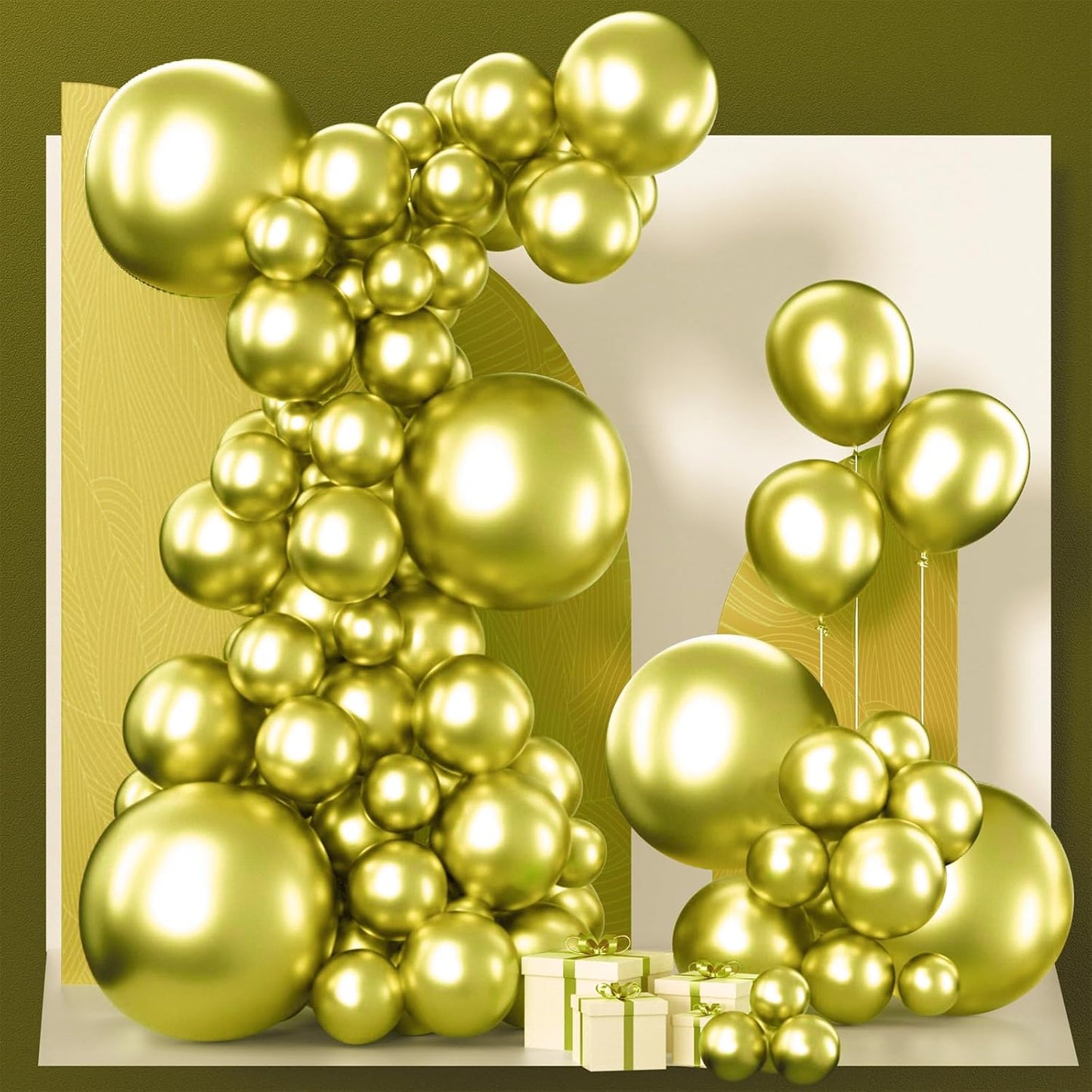 PartyWoo Gold Balloons 140pcs Different Sizes of 18 12 10 5 Inch Gold Balloon Arch Kit Garland for Birthday Wedding Anniversary Baby Shower Graduation Retirement Casino Party Decorations Gold-G101
