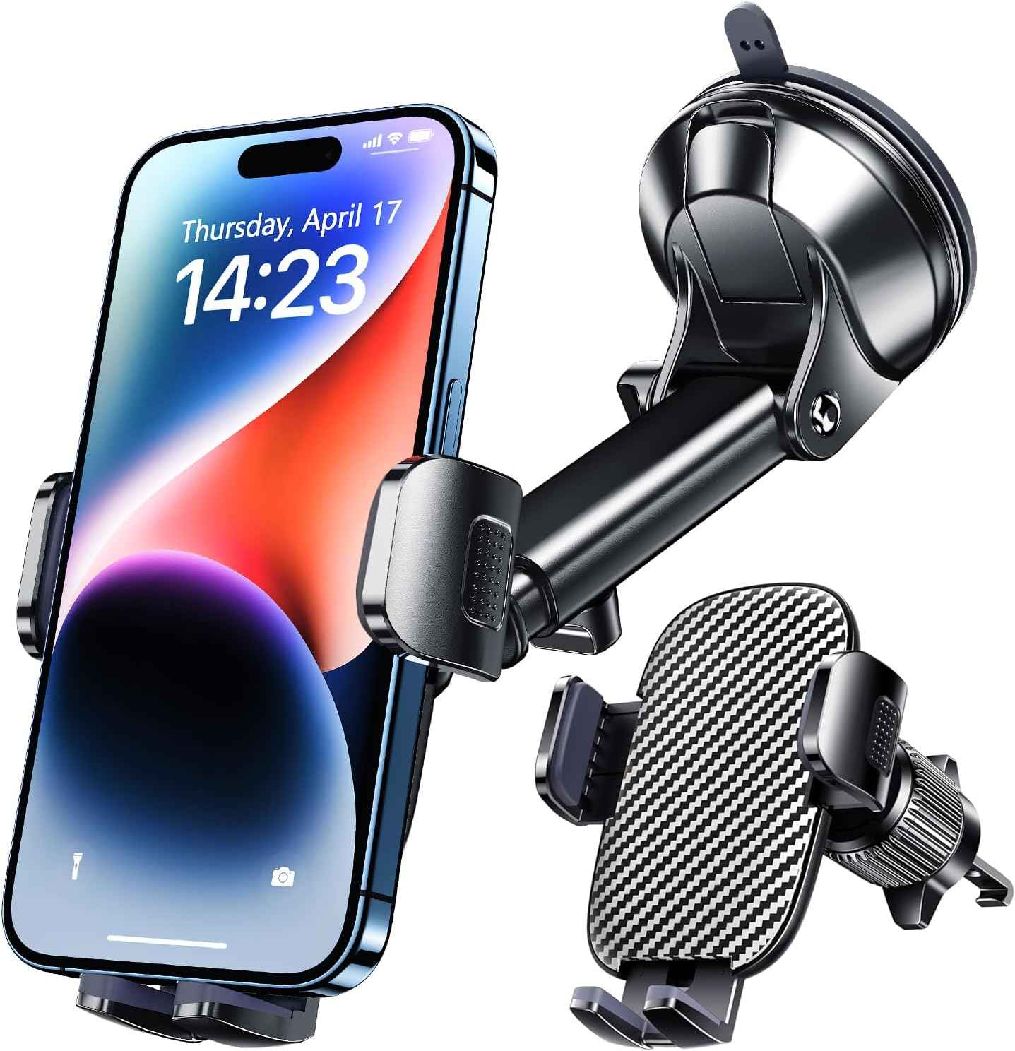 Qifutan Car Phone Holder Mount Phone Mount for Car Windshield Dashboard Air Vent Universal Hands Free Automobile Cell Phone Holder Fit for iPhone Smartphone Camera Mounts
