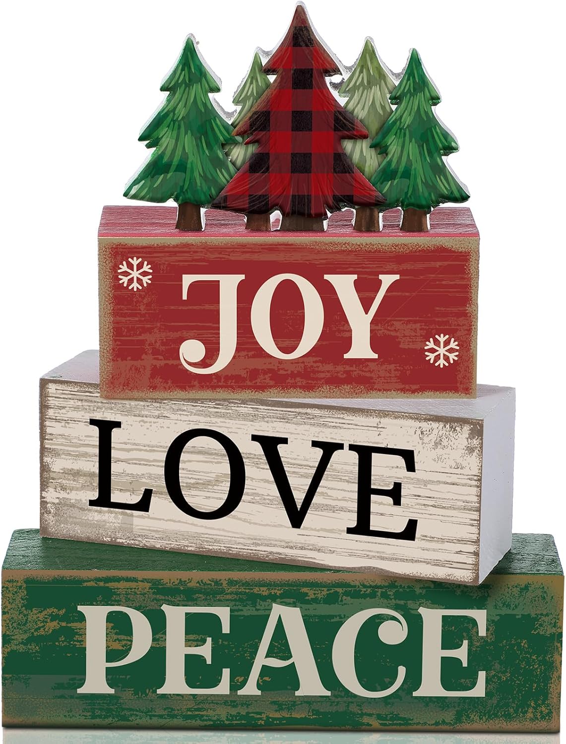 4 Pcs Christmas Table Decoration Wooden Santa Claus Decor Christmas Tiered Tray Decor Decorative Santa Claus Elk Block Sign Gift Farmhouse Xmas Table Centerpiece for Home Kitchen Shelf