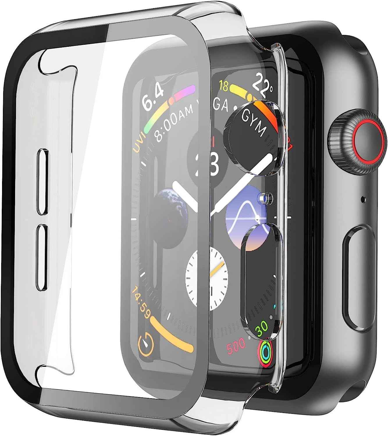 Misxi 2 Pack Tempered Glass Case Compatible for Apple Watch Series 11 (2025) Series 10 46mm, Screen Protector Cover for iWatch, Black