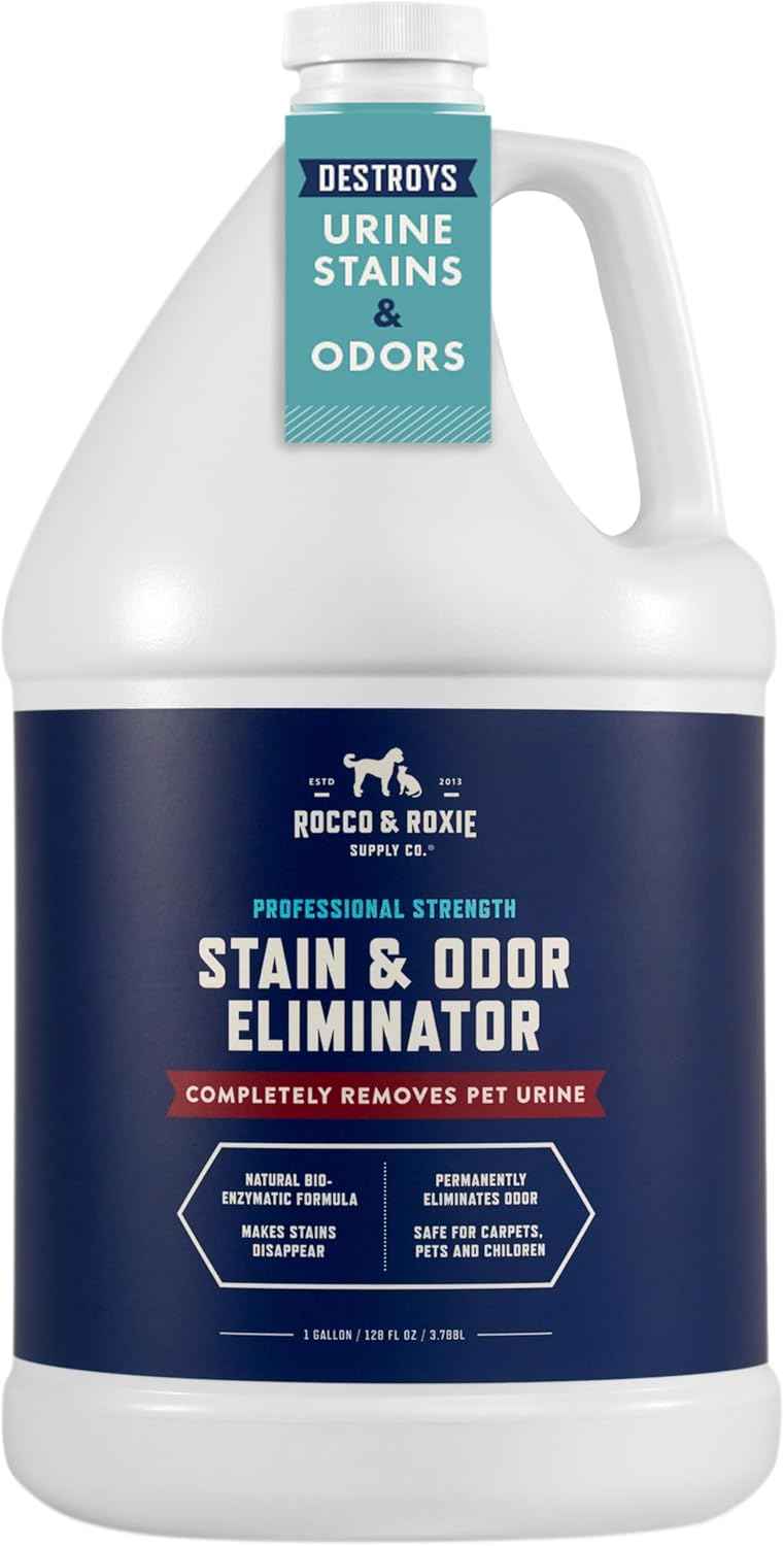Rocco & Roxie Stain & Odor Eliminator for Strong Odor, 32oz Enzyme Pet Odor Eliminator for Home, Carpet Stain Remover for Cats & Dog Pee, Enzymatic Cat Urine Destroyer, Carpet Cleaner Spray