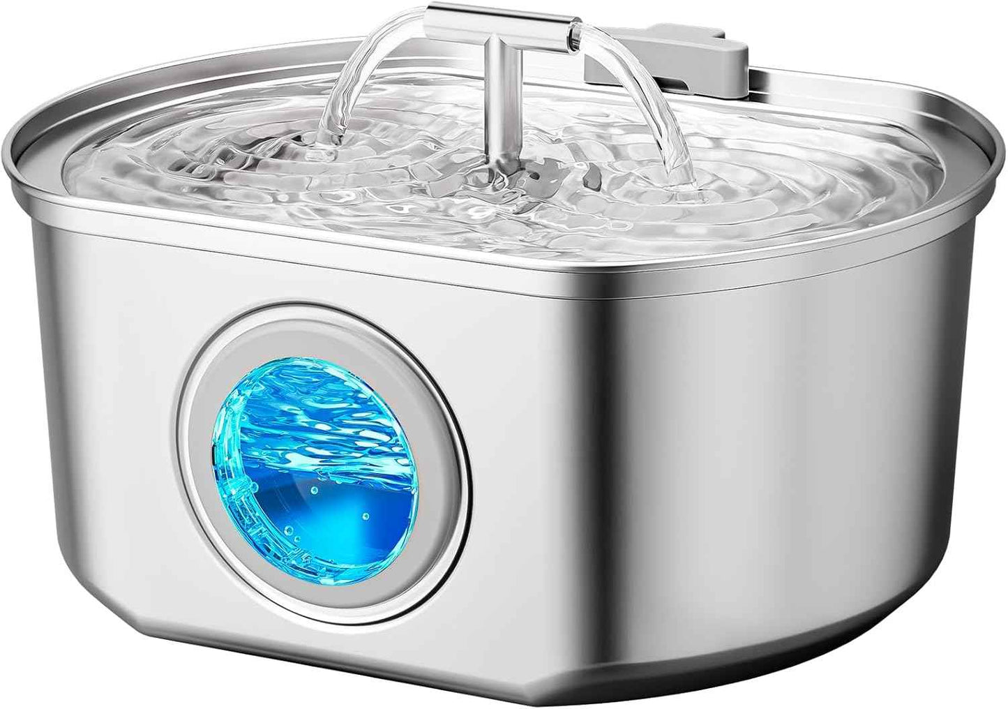 Cat Water Fountain Stainless Steel - Pet Drinking Fountain for Cats Indoor - 2.2L/74oz Automatic Water Dispenser with Watering Level Window (1 Filter)