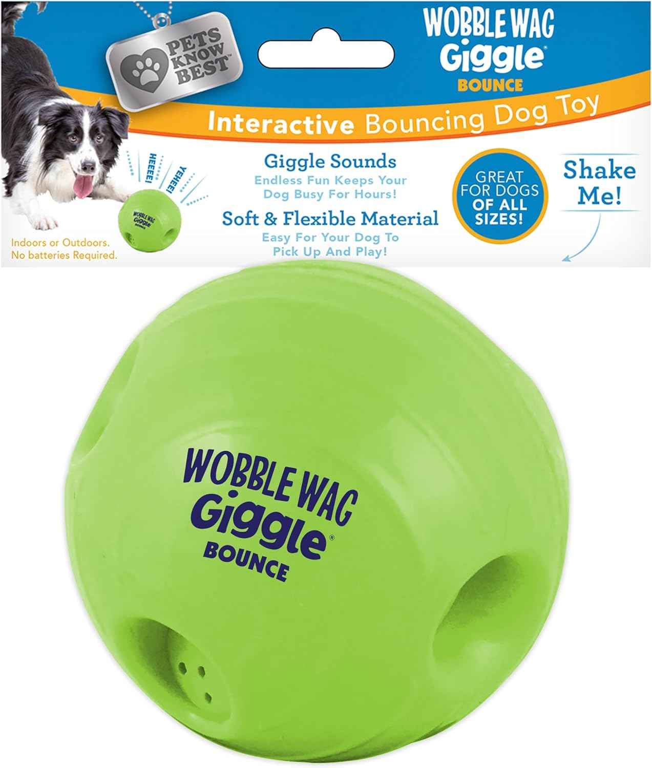 Wobble Wag Giggle Ball | Rolling Enrichment Toy for Fun Playtime, Interactive Play for Indoor or Outdoor, Keeps Dogs & Puppies Large, Medium or Small Busy & Moving, As Seen on TV | Pack of 1