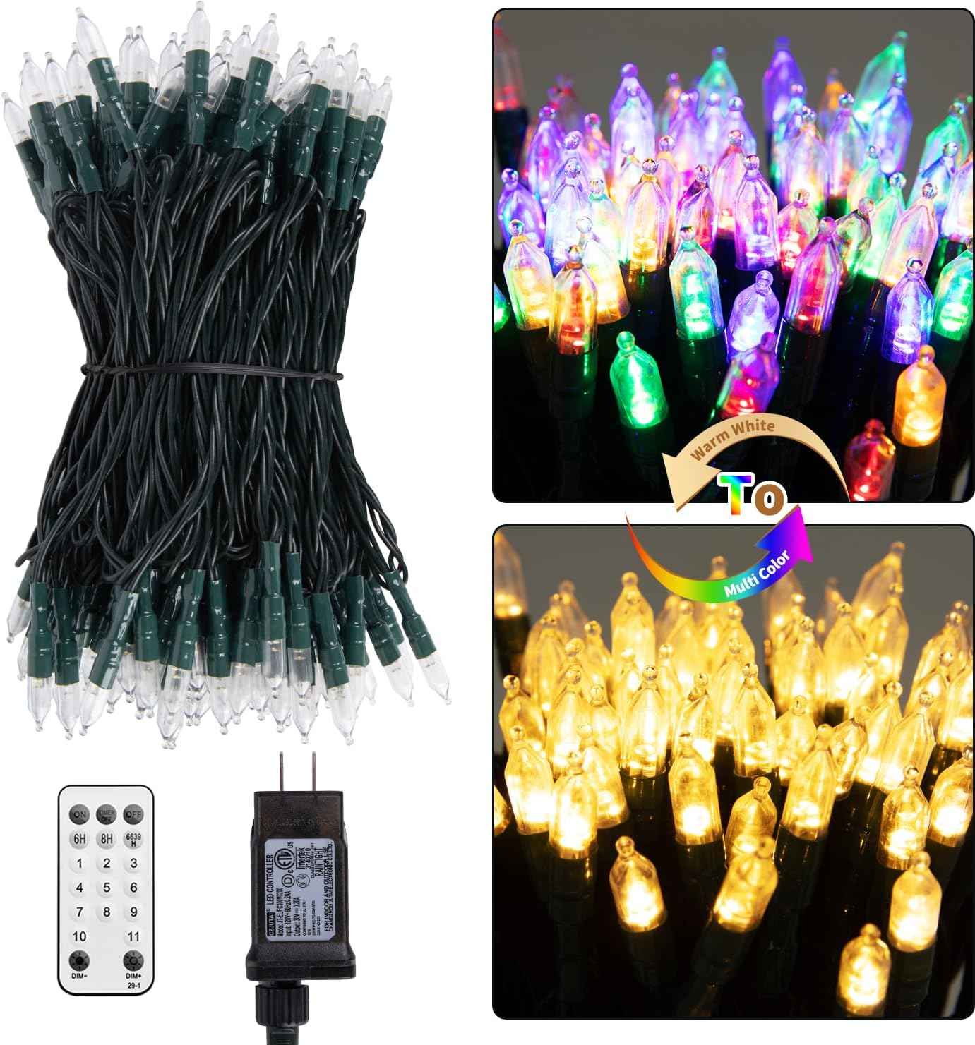 Minetom Pink Mini Christmas Lights - 39 Feet 100 LED Fairy String Lights with 8 Lighting Modes Waterproof Connectable for Indoor Outdoor Xmas Tree Garland Wreath Holiday Valentine's Day Decoration