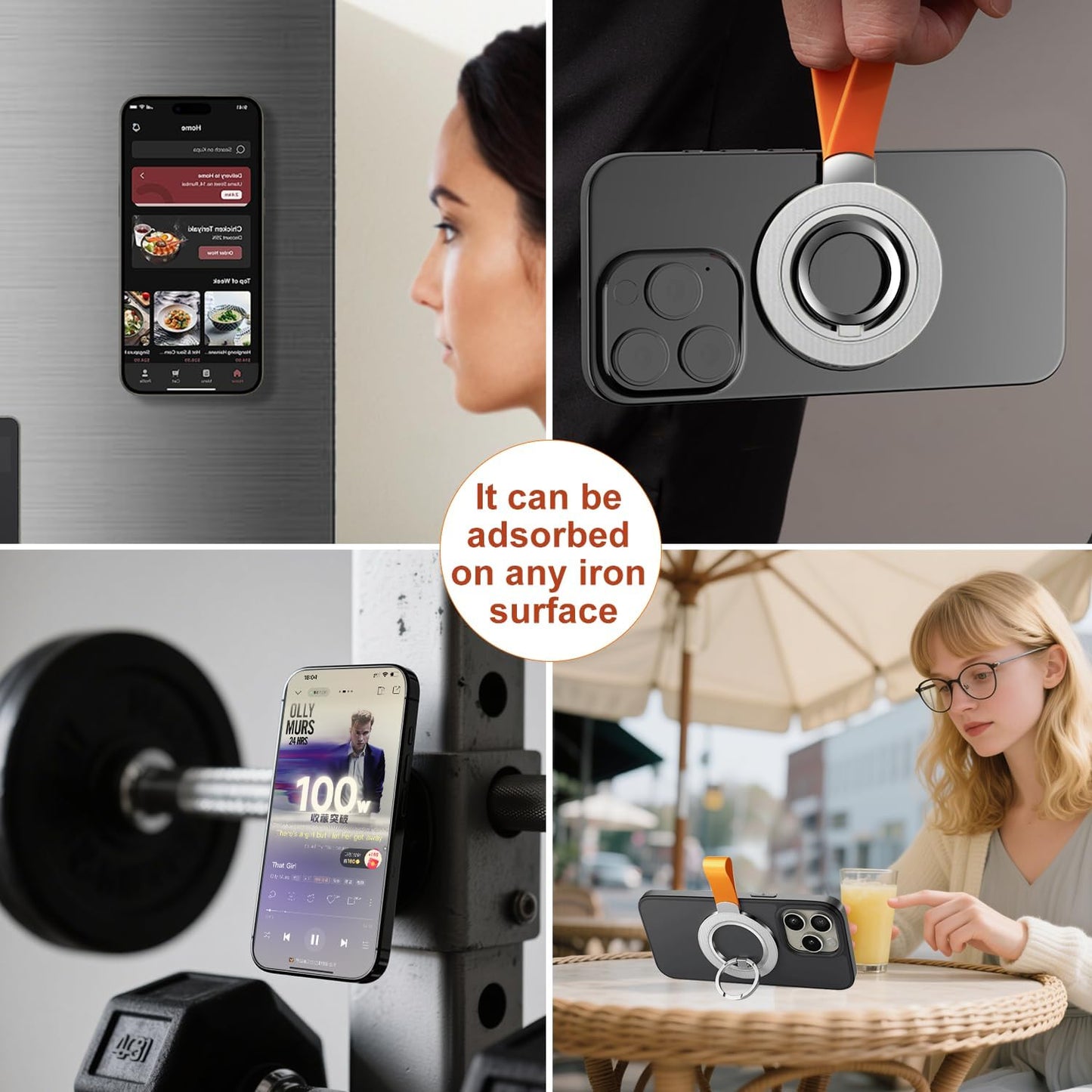 Magnetic Phone Grip Holder, Rotatable Magnetic Phone Ring Stand Holder, Magnet Cell Phone Grip Stand for iPhone 16 Pro/16/15/14/13/12