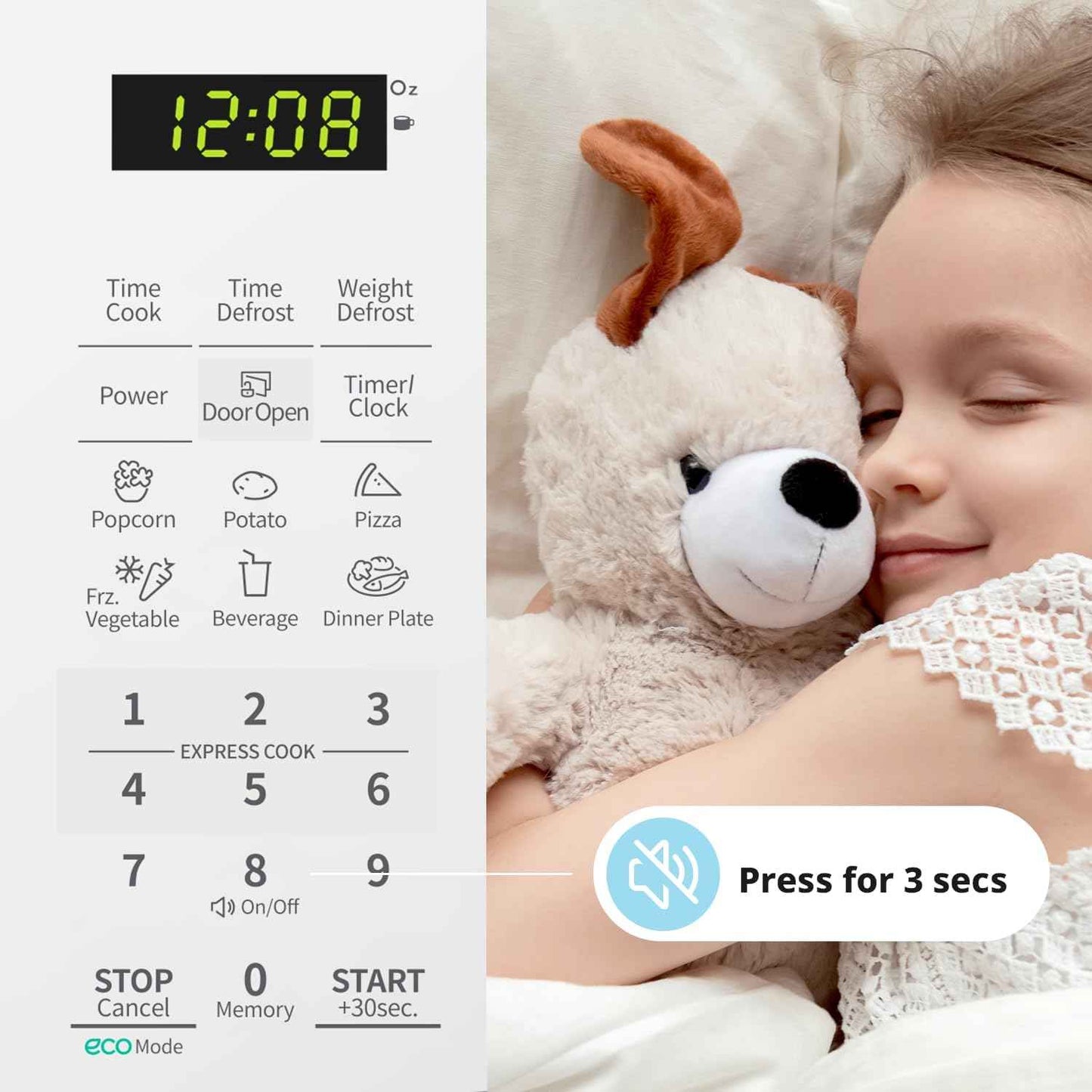 COMFEE' EM720CPL-PM Countertop Microwave Oven with Sound On/Off, ECO Mode and Easy One-Touch Buttons, 0.7 Cu Ft/700W, Pearl White