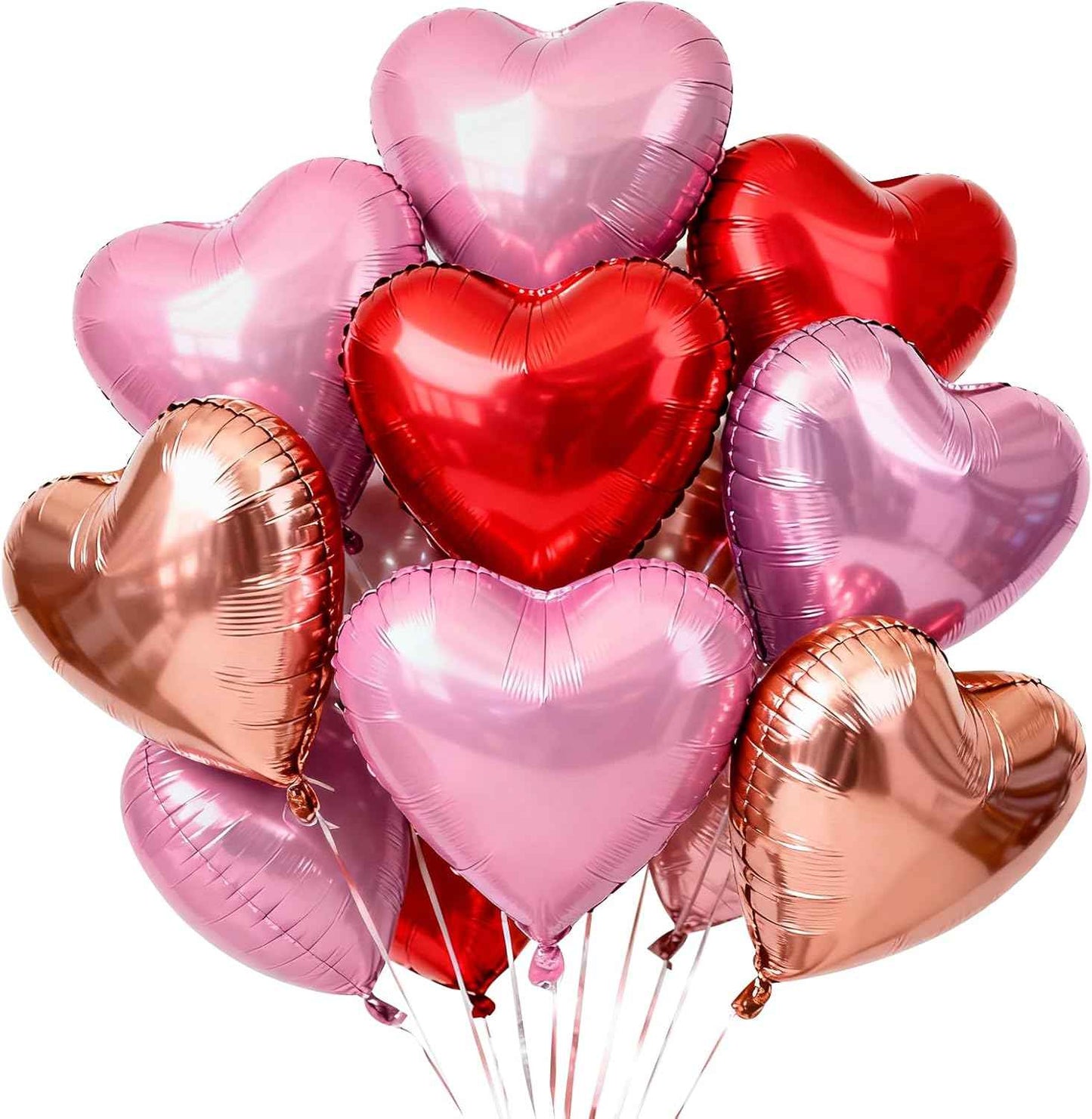 TONIFUL 30Pcs 18 Inch Red Heart Balloons Valentine’s Day Heart Shape Foil Mylar Balloons Decoration for Romantic Valentine's Day Wedding Bridal Shower Anniversary Engagement Party Supplies