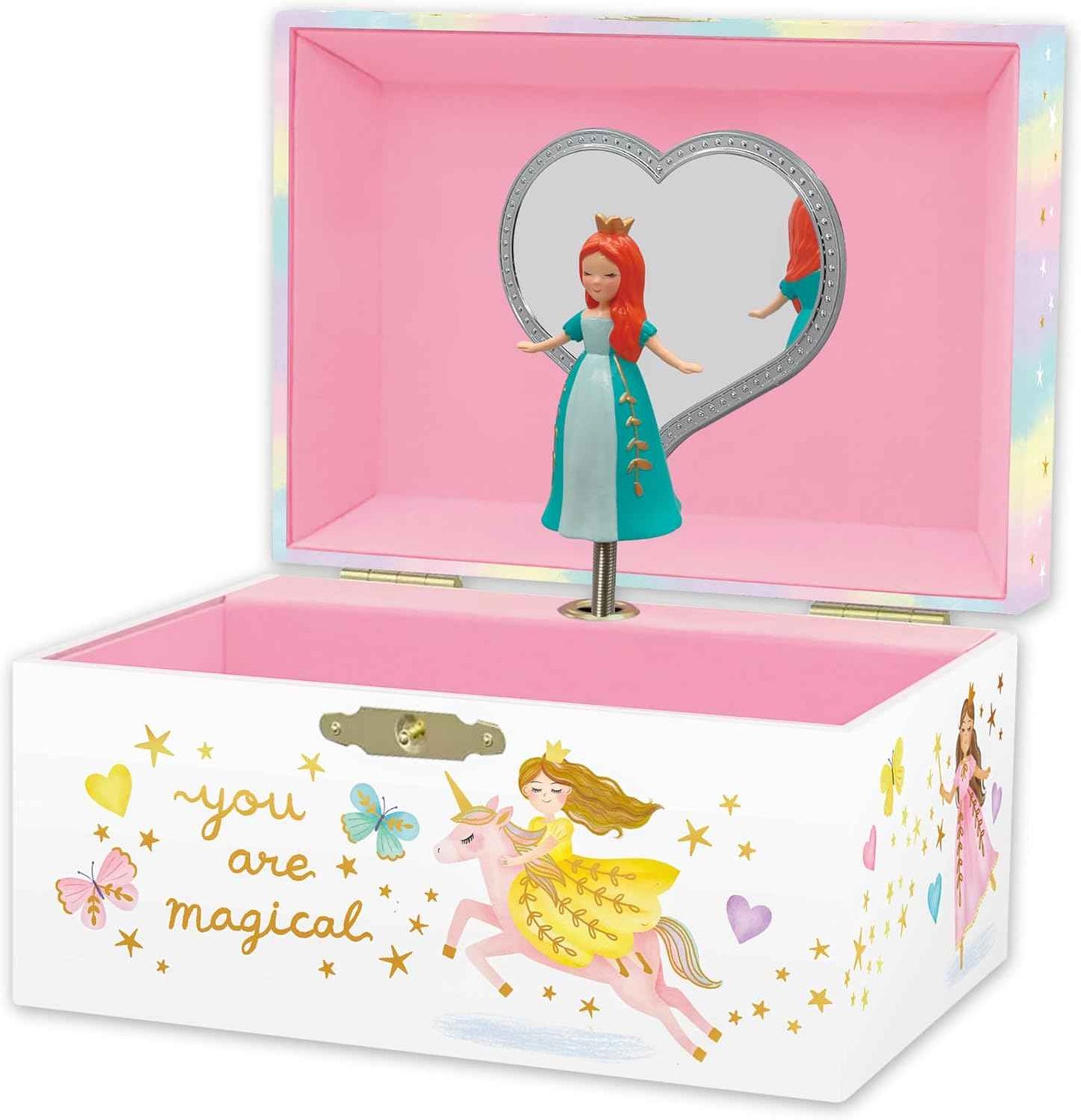 Giggle & Honey Musical Jewelry Box for Girls - Kids Jewelry Box, Unicorn Toys for Girls 4-6, Unicorn Gifts, 6 x 4.7 x 3.5 in